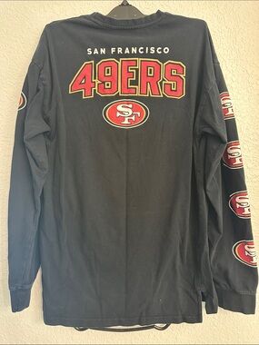 NFL Black Long Sleeve Crewneck Shirt with Red Sleeve Logos